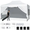Image de CostwayTonnelle Pop Up 4,3x2,9m avec 4 Parois Latérales Amovibles Barnum Pliant Imperméable avec 3 Hauteurs Réglables Sac à Roulettes Blanc