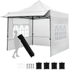 Image de CostwayTonnelle de Jardin 3 x 3 M Tonnelle Pliante Pop-Up avec 3 Hauteur Réglable Cadre en Métal 4 Sacs de Sable Sac de Transport Blanc