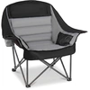 Image de CostwayChaise de Camping Pliante Chaise avec Cadre en Métal Assise Rembourrée Porte-gobelet Poches en Maille Sac de Transport Charge 225 kg Gris