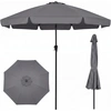 Image de CostwayParasol de Jardin Grand Parasol Bord Festonné avec Inclinaison Orientable 30° Bouton-Poussoir Poteau en Bois de Hêtre 8 Baleines Gris