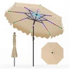 Image de CostwayParasol de Jardin Exterieur Lumineux 2,7M Parasol Inclinable 30° avec 104 LED Multicolores Protection Solaire Base Non Incluse Beige