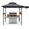 Image de CostwayTonnelle de Jardin à Barbecue Barnum Pliant 2,5x2,5m avec Auvent Latéral 2 Étagères en Métal 9 Crochets&Toit Ventilé Tente de Reception Gris