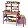 Image de CostwayCuisine Enfant avec Jardinière Cuisine en Bois Extérieure avec Étagères Robinet Réservoir Ustensiles de Cuisson pour 3+ Ans Violet