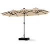 Image de Costway2 x 4M Parasol de Jardin Double Face Parasol avec 108 Lampes LED Pied Lesté Inclus 12 Baleines Robustes Manivelle Pratique 3 Aérations Beige