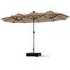 Image de Costway2 x 4M Parasol de Jardin Double Face Parasol avec 108 Lampes LED Pied Lesté Inclus 12 Baleines Robustes Manivelle Pratique 3 Aérations Brun