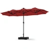 Image de Costway2 x 4M Parasol de Jardin Double Face Parasol avec 108 Lampes LED Pied Lesté Inclus 12 Baleines Robustes Manivelle Pratique 3 Aérations Rouge