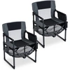 Image de CostwayLot de 2 Chaises Pliante Camping avec Porte-gobelet Poche Latérale Ouvre-bouteille Chaise de Plage Légère Portable Charge 150 kg Noir