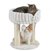 Image de CostwayArbre a Chat 2 Niveaux en Peluche Douce Petit Arbre à Chat avec Niche Ouverte 2 Poteaux à Griffer Pompon Suspendu 40x40x50,5CM Beige