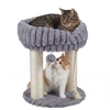 Image de CostwayArbre a Chat 2 Niveaux en Peluche Douce Petit Arbre à Chat avec Niche Ouverte 2 Poteaux à Griffer Pompon Suspendu 40x40x50,5CM Gris