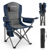 Image de CostwayChaise de Camping Pliable Chaise de Plage Légère avec Accoudoirs Réglables Sac Isotherme Porte-Gobelet Sac de Transport Charge 200kg Bleu