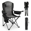 Image de CostwayChaise de Camping Pliable Chaise de Plage Légère avec Accoudoirs Réglables Sac Isotherme Porte-Gobelet Sac de Transport Charge 200kg Noir