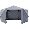 Image de CostwayTonnelle de Jardin Barnum Pliant avec Moustiquaires à Rideau Amovible Portes Opposées Poches Filet & Sac Transport 427x357x243 cm Gris