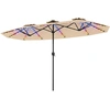 Image de CostwayDouble Parasol Rectangulaire Exterieur avec Manivelle et Ventilation LED 12 Effets Lumineux 12 Baleines pour Terrasse Patio Piscine Beige