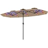 Image de CostwayDouble Parasol Rectangulaire Exterieur avec Manivelle et Ventilation LED 12 Effets Lumineux 12 Baleines pour Terrasse Patio Piscine Café