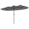 Image de CostwayDouble Parasol Rectangulaire Exterieur avec Manivelle et Ventilation LED 12 Effets Lumineux 12 Baleines pour Terrasse Patio Piscine Gris