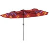 Image de CostwayDouble Parasol Rectangulaire Exterieur avec Manivelle et Ventilation LED 12 Effets Lumineux 12 Baleines pour Terrasse Patio Piscine Rouge