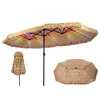Image de CostwayParasol Double Tropical en Paille 4,5x2,7m avec Lumière Parasol Lumineux XXL avec Manivelle Lisse 12 Baleines&Goupille Réglable Brun