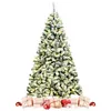 Image de Giantex Sapin noel artificiel lumineux à charnière floquée avec 550 lumières led 230cm