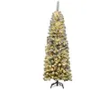 Image de Giantex Sapin de Noël Enneigé 230CM avec 350 Lumières, 641 Aiguilles, Support Pliable