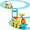 Image de CostwayTrain Electrique pour Enfants -16 Accessoires de Rails Cadeau de Noël Pour Tout-petits 3+ ans Bleu