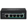 Image de TRENDnet TI-PE50 - Commutateur - non géré - 4 x 10/100 (PoE+) + 1 x 10/100 - Montage sur rail DIN, fixation murale - PoE+ (90 W) - Tension CC - Conformité TAA