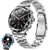 Image de Montre Connectée XTRADITECH Ronde Hybride Lunette Appel Bleutooth Micro Assistant Vocal Thermomètre Bracelet Acier Inoxydable - Noir