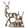 Image de Noël Décoration 2Pcs Résine de Cerf Statue Moderne sculpture maison bureau ornements (or)