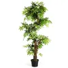 Image de arbre artificiel giantex vert 19 x 19 x 160cm avec pot plastique,coffre en bois massif,feuilles en PVC pour l’intérieur et l’extérieur
