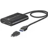 Image de Sonnet Double adaptateur DisplayPort 4K 60Hz pour M1 Thunderbolt Macs *Nouveau (USB-A, USB-C, 30 cm), Adaptateur données + vidéo, Noir