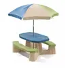 Image de Table picnic avec parasol haut socle beige