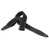 Image de Levy's MSSC80-BLK - Sangle coton épais bords surpiqués extrémités en cuir gravé - Black