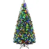 Image de Giantex Sapin de noël artificiel lumineux 210 cm,led lumière 4 couleurs blanche chaude