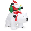 Image de Costway2M Père Noël Gonflable sur l'Ours Polaire Blanc Tête Oscillante avec Ventilateur et Lumière LED