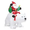 Image de 2m père noël gonflable sur l'ours polaire blanc tête oscillante avec ventilateur et lumière led