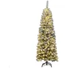 Image de Sapin de Noël Artificiel de 180 cm avec Charnières Flocons de Neige LED 250 Lumières Aiguilles en PVC et Support Métallique