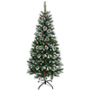Image de CostwaySapin de Noël Artificiel 180cm avec Flocons de Neige avec Baies Rouges Dense Base en Métal