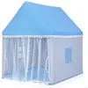 Image de tente de jeu enfant giantex bleu château intérieur de princesse / prince cadre en bois, couverture en coton