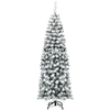 Image de CostwaySapin de Noël Artificiel à Flocons de Neige 180CM avec Aiguilles en PVC Support Métal Pliable Décoration de Maison Magasins