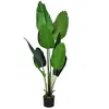 Image de plante artificiel giantex 160cm arble décoration avec pot avec 10 feuilles tropicales et tronc en bois et pe, pour intérieur et extérieur, idéal pour jardin, magasin, bureau
