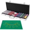 Image de CostwayMallette de Poker 500 Jetons 2 Jeux de Cartes 1 Tapis en Feutre Coffret Professionnelle Etui en Aluminium Argenté