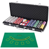 Image de CostwayMallette de Poker 500 Jetons 2 Jeux de Cartes 1 Tapis en Feutre Coffret Professionnelle Etui en Aluminium Noir