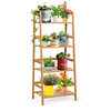 Image de CostwayBibliothèque à 4 Étages en Bambou Étages de Rangement pour Séjour Cuisine Bureau Nature