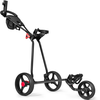 Image de CostwayChariot de Golf à 3 Roues Pliable avec Poignée Réglable Carte de Pointage Porte-parapluie et Porte-tee Sac en Maille Noir