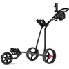 Image de chariot de golf à 3 roues giantex pliable avec poignée réglable carte de pointage porte-parapluie et porte-tee sac en maille noir