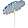 Image de parasol de plage giantex inclinable navy 2,45m protection UPF 50+ baleines en fibre de verre avec sac pied amovible pour jardin terrasse