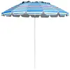 Image de parasol de plage giantex inclinable bleu 2,45m protection UPF 50+ baleines en fibre de verre avec sac pied amovible pour jardin terrasse