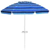Image de parasol de plage giantex inclinable navy 2,2m avec porte-gobelet et protection solaire UPF50 +, parasol portable pour extérieur