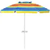 Image de parasol de plage giantex inclinable multicolore 2,2m avec porte-gobelet et protection solaire UPF50 +, parasol portable pour extérieur
