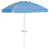 Image de parasol de plage giantex inclinable bleu 2,2m avec porte-gobelet et protection solaire UPF50 +, parasol portable pour extérieur