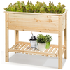 Image de CostwayJardinière Surélevé en Bois avec Étagère Idéal pour la Croissance des Plantes Fleurs Végétaux 92 x 41 x 81 cm